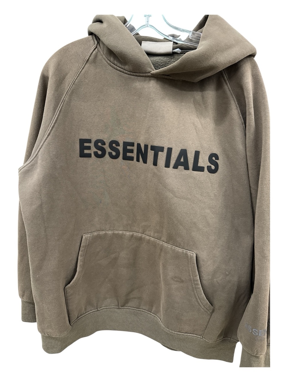 ESSENTIALS Men's Hoodie in Taupe with Black Logo